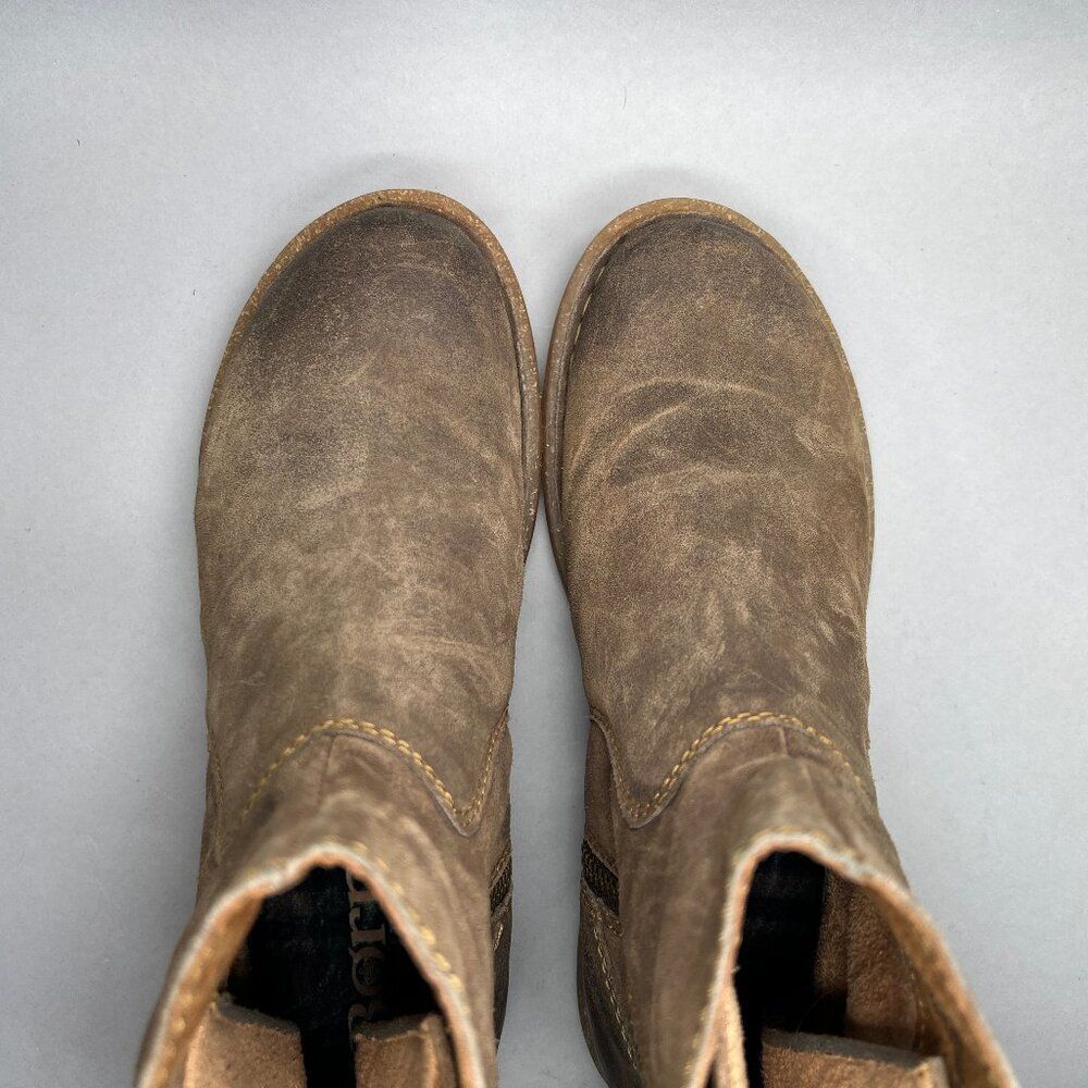 Born Taran Boots‎ Women's Size 7.5 Tan Distressed Suede Leather Ankle Booties - Picture 9 of 13
